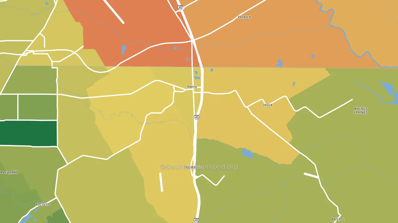 Ferris, TX block-group voter-turnout map