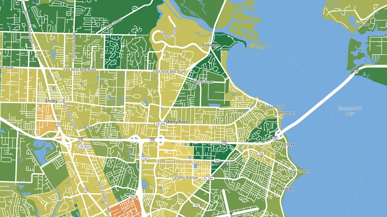 Ferry Pass, FL block-group voter-turnout map