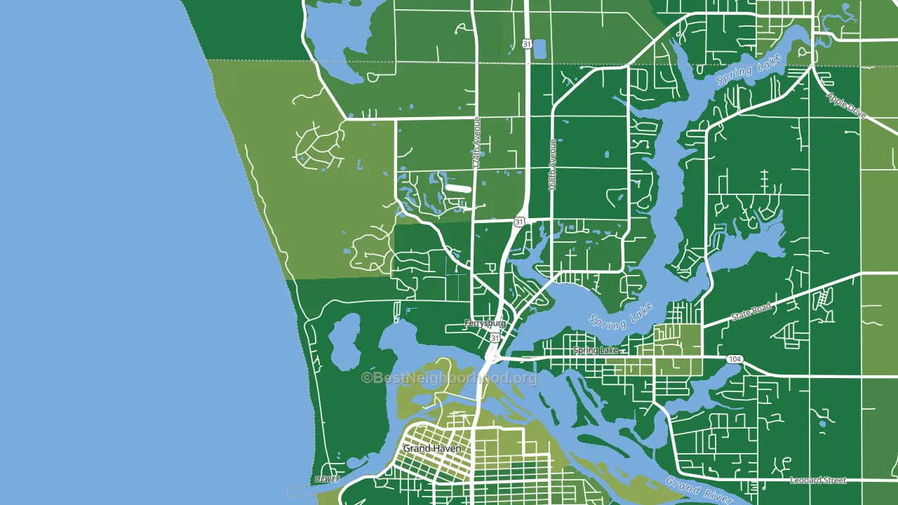 Ferrysburg, MI block-group voter-turnout map