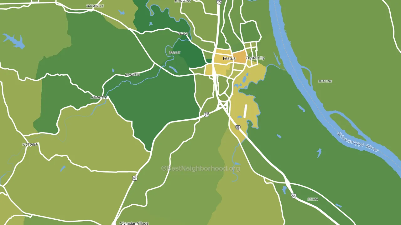 Festus, MO block-group voter-turnout map