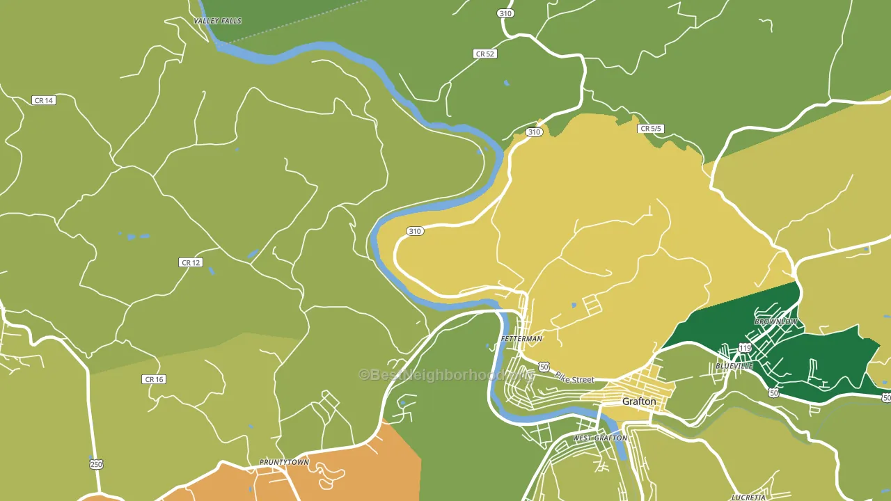 Fetterman, WV block-group voter-turnout map