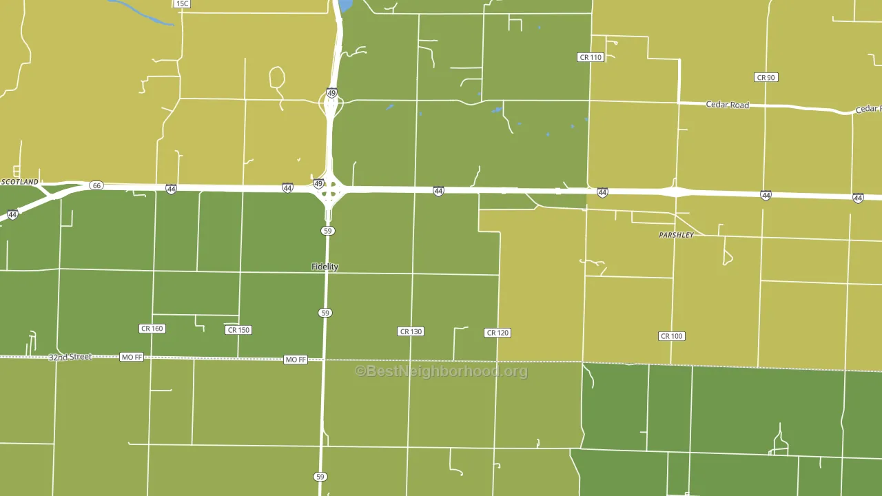 Fidelity, MO block-group voter-turnout map