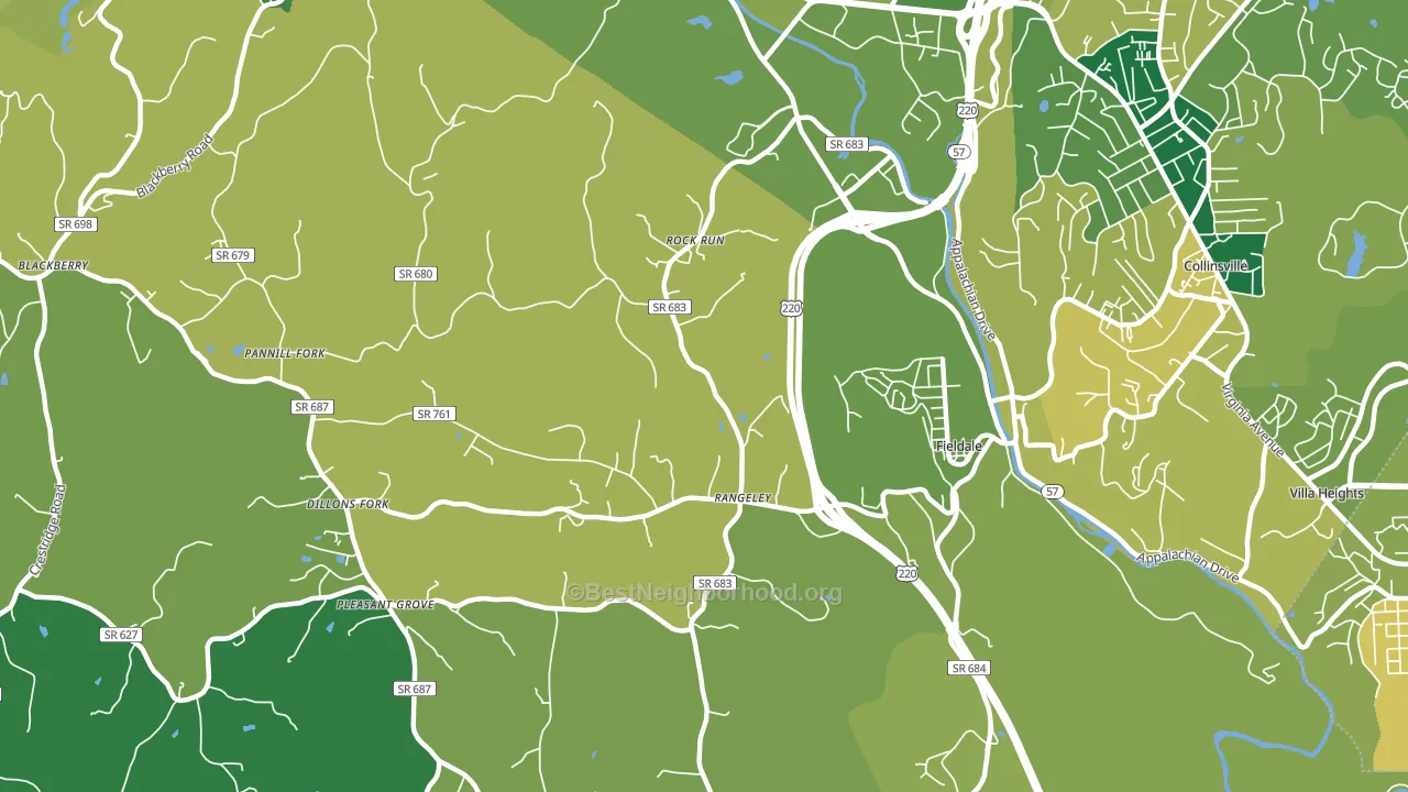 Fieldale, VA block-group voter-turnout map