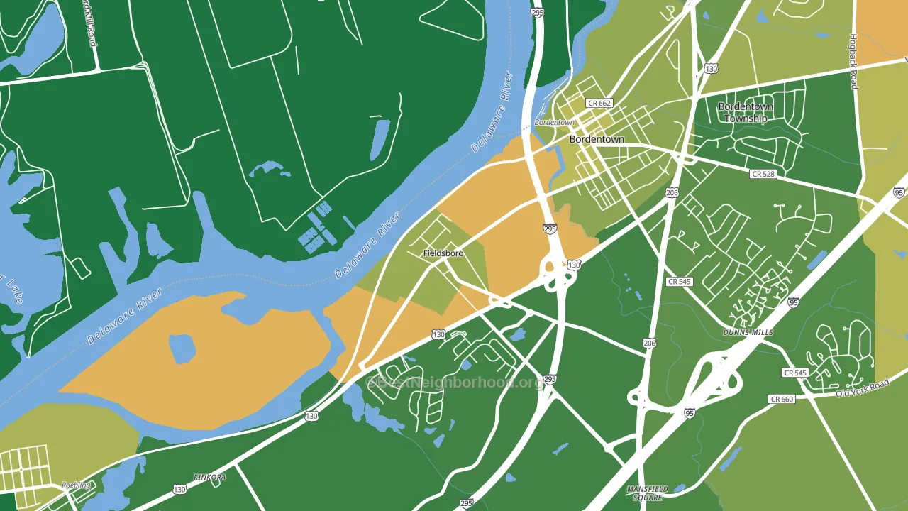 Fieldsboro, NJ block-group voter-turnout map