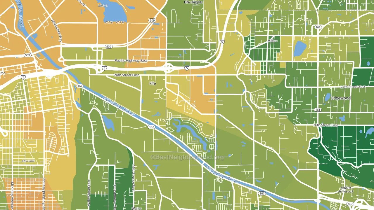 Fife, WA block-group voter-turnout map