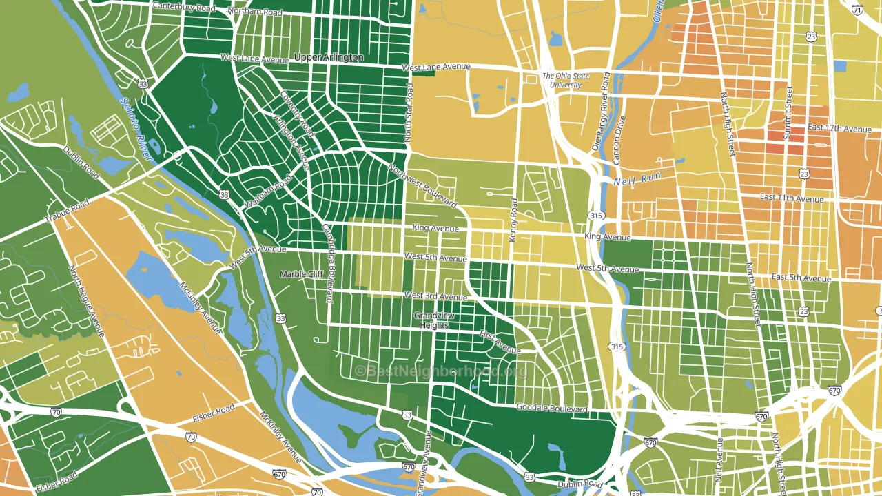 Fifth by Northwest, Columbus, OH block-group voter-turnout map