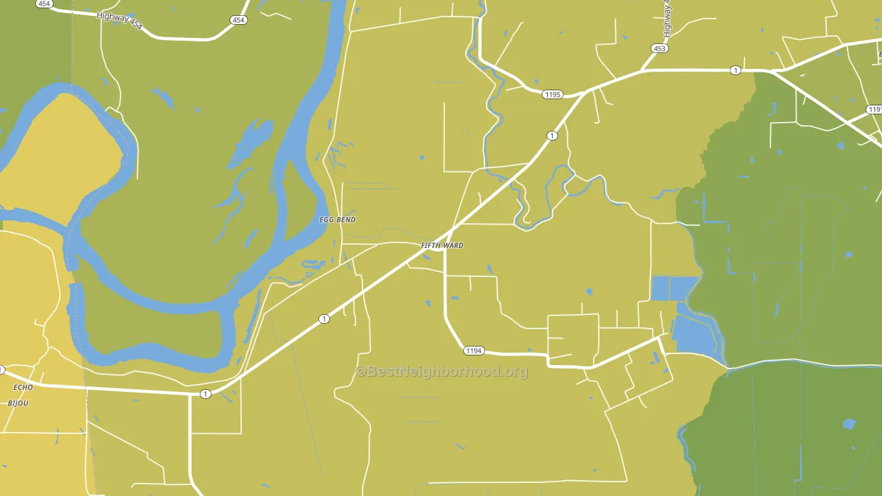 Fifth Ward, LA block-group voter-turnout map