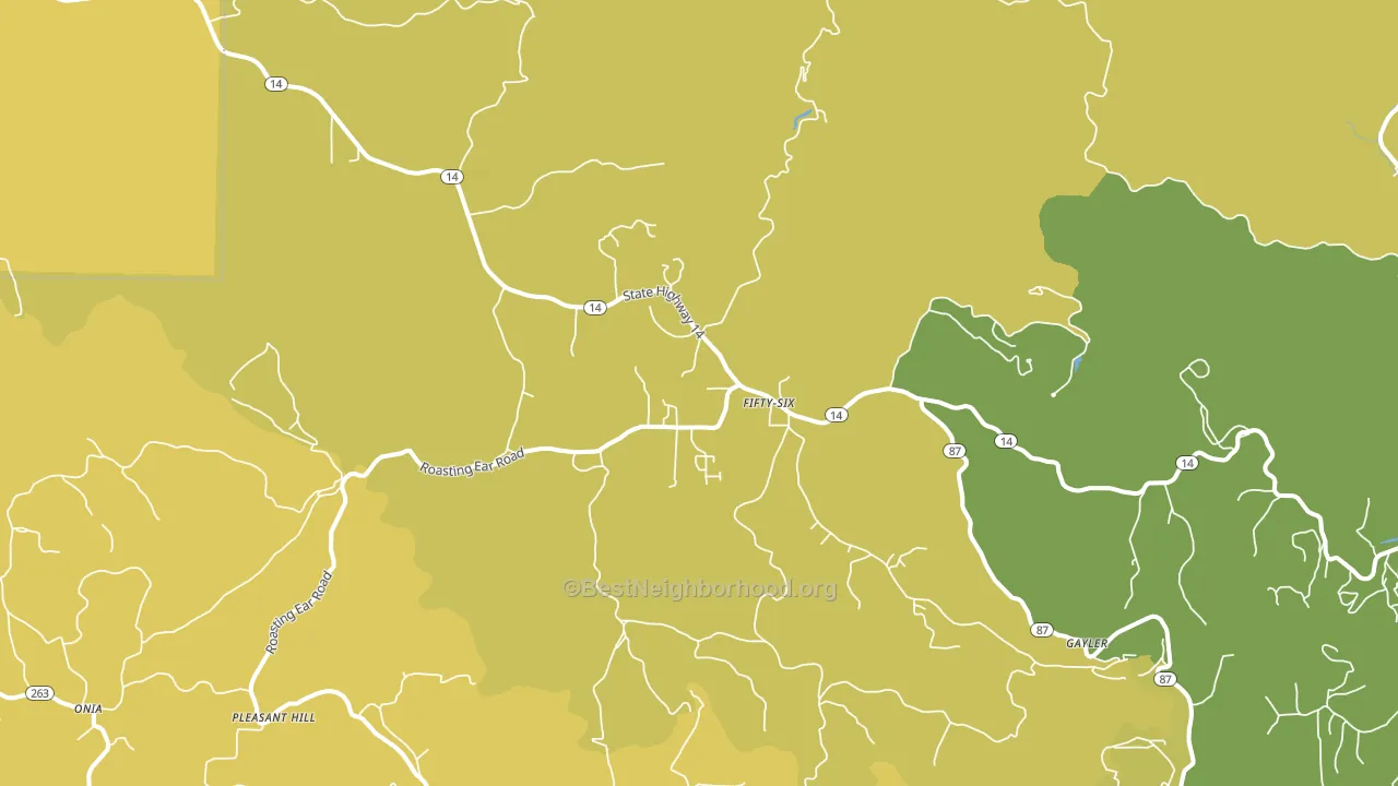Fifty-Six, AR block-group voter-turnout map