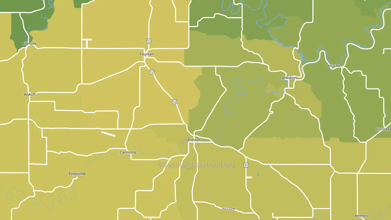 Fillmore County, MN block-group voter-turnout map