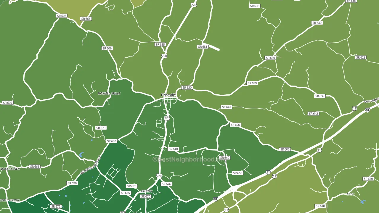 Fincastle, VA block-group voter-turnout map