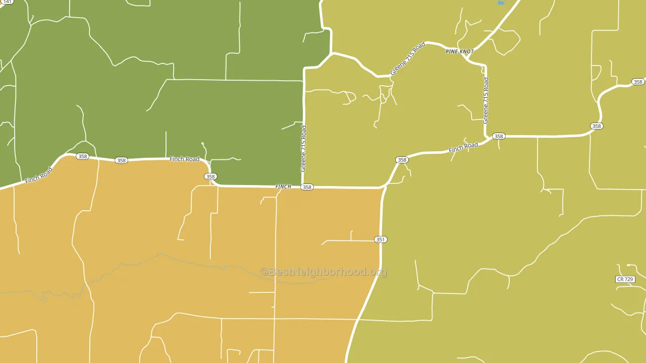 Finch, AR block-group voter-turnout map