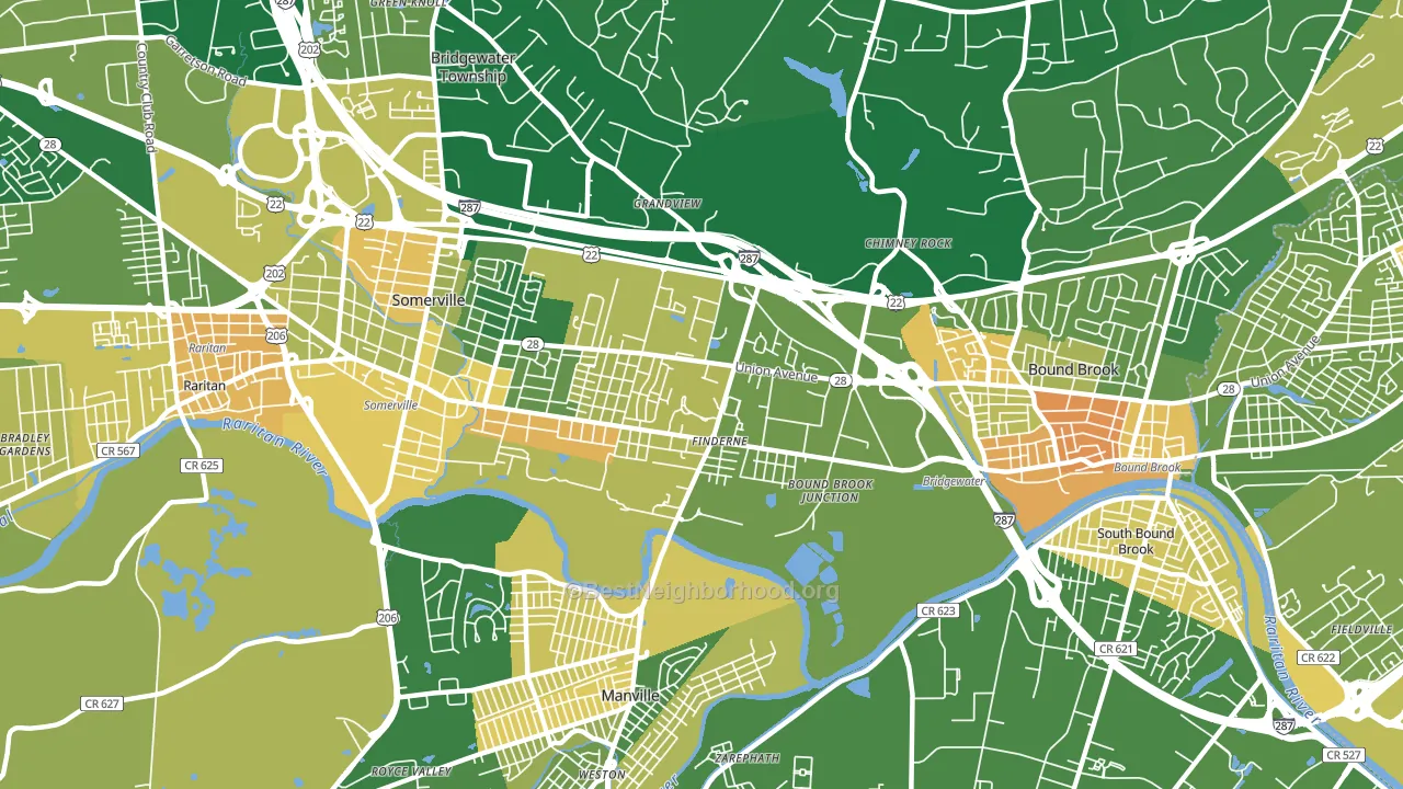 Finderne, NJ block-group voter-turnout map
