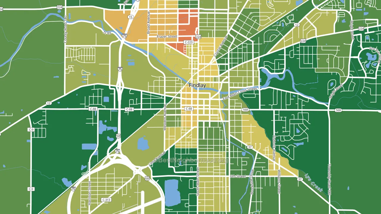 Findlay Downtown Historic District, Findlay, OH block-group voter-turnout map