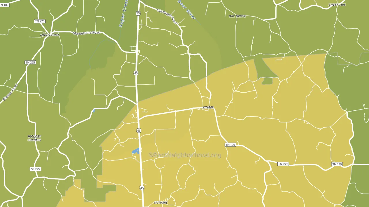 Finger, TN block-group voter-turnout map