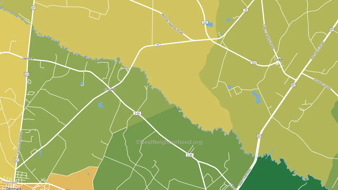 Finland, SC block-group voter-turnout map