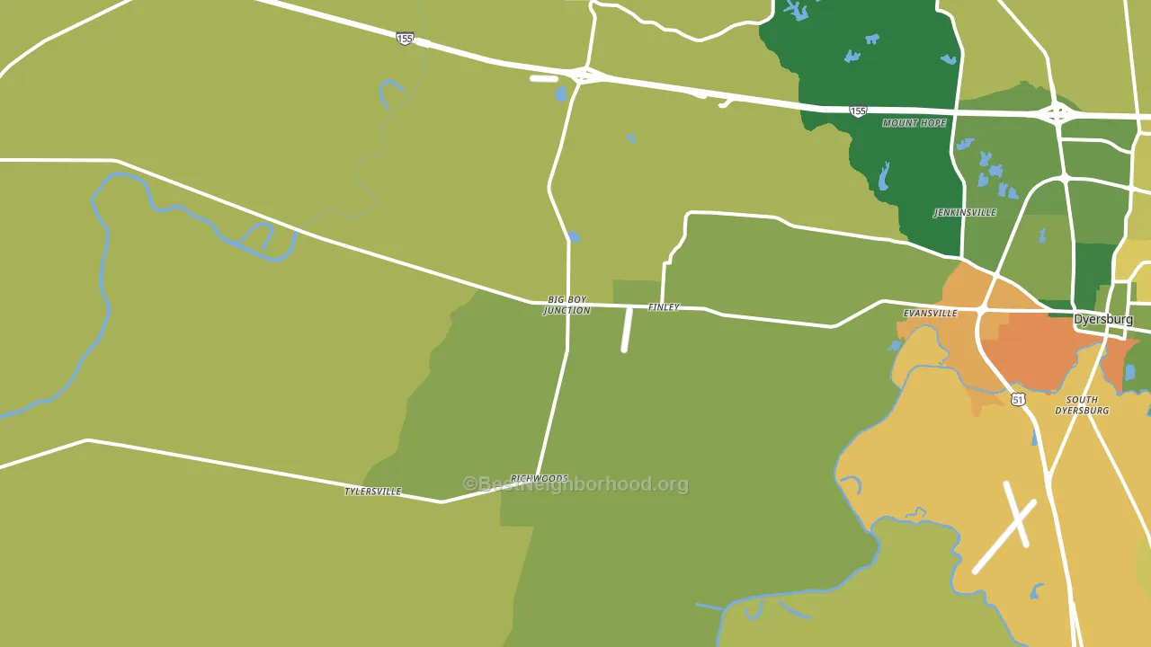 Finley, TN block-group voter-turnout map