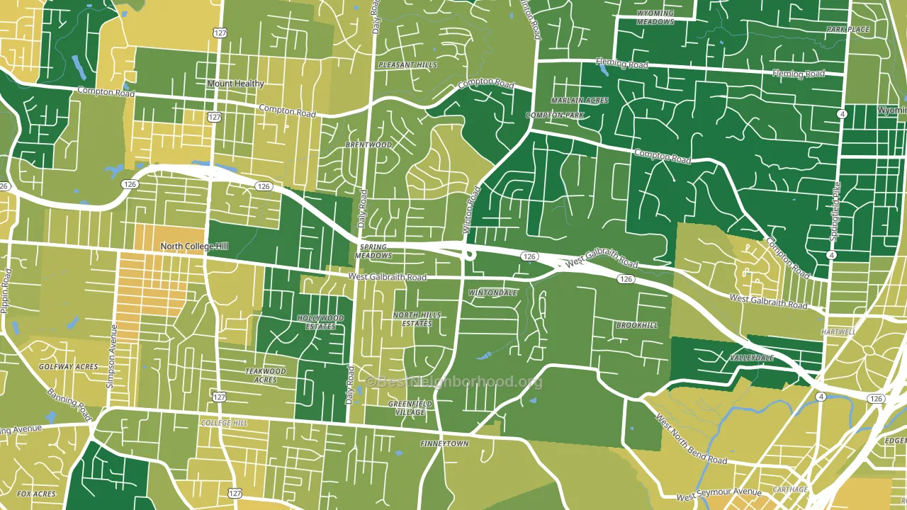 Finneytown, OH block-group voter-turnout map