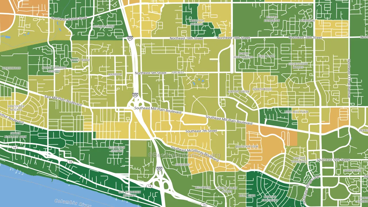 Fircrest, Vancouver, WA block-group voter-turnout map