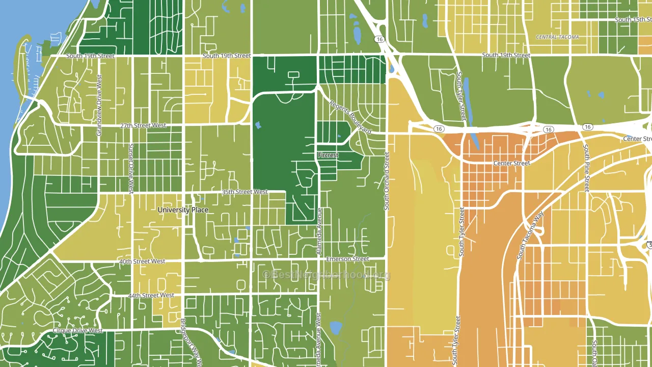Fircrest, WA block-group voter-turnout map