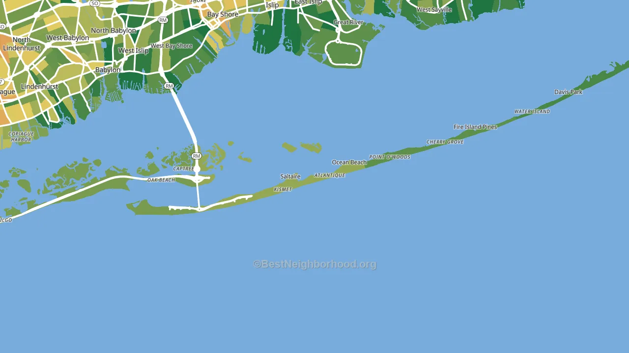 Fire Island, NY block-group voter-turnout map