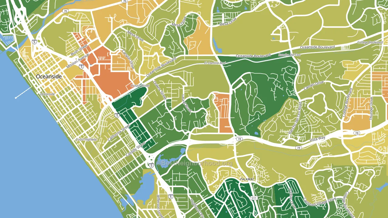 Fire Mountain, Oceanside, CA block-group voter-turnout map