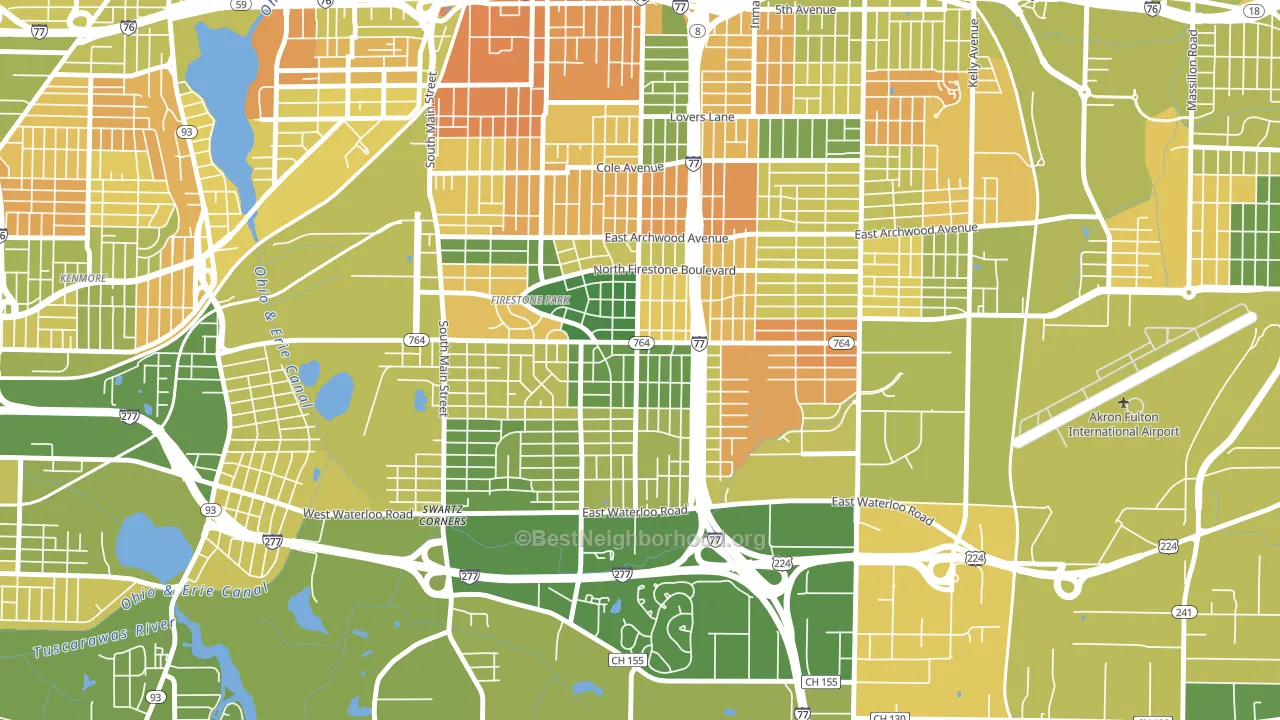 Firestone Park, Akron, OH block-group voter-turnout map