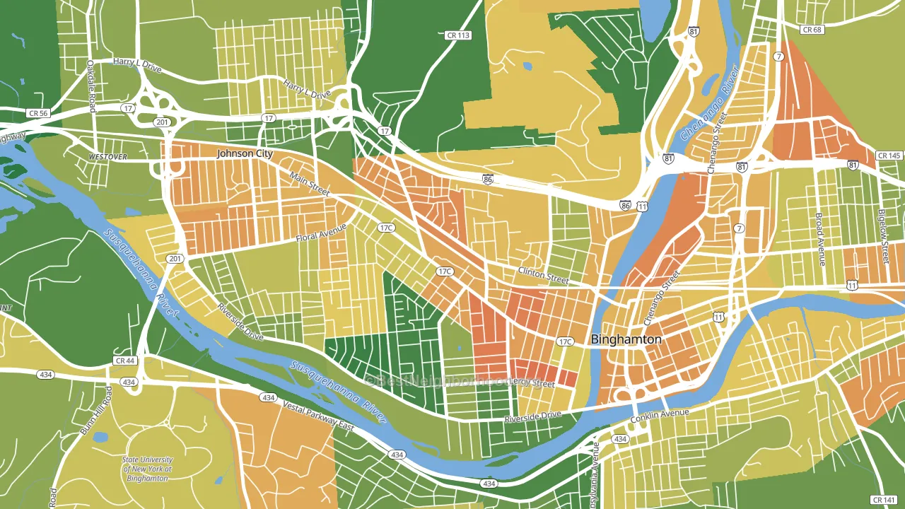 First Ward, Binghamton, NY block-group voter-turnout map