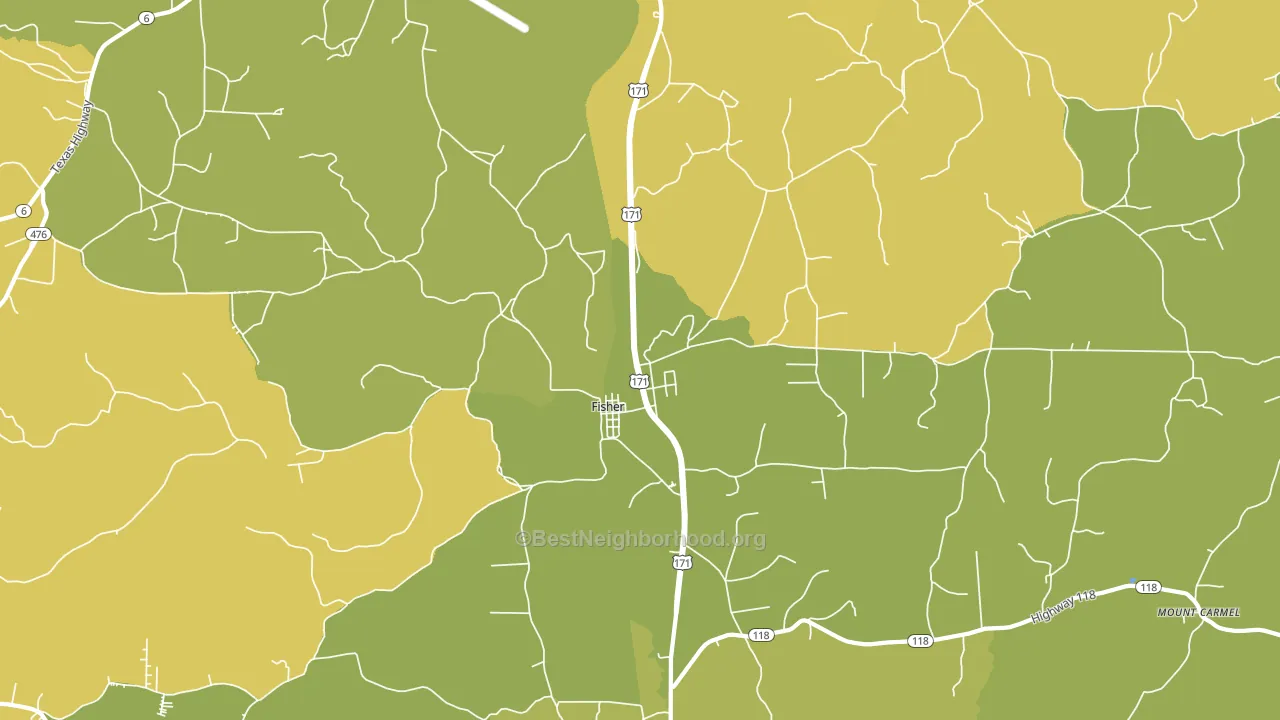 Fisher, LA block-group voter-turnout map