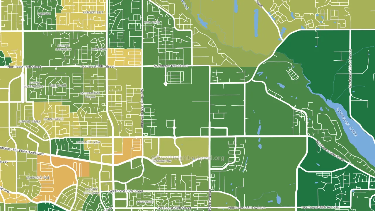 Fisher-Mill Plain-Fisher's Village, Vancouver, WA block-group voter-turnout map