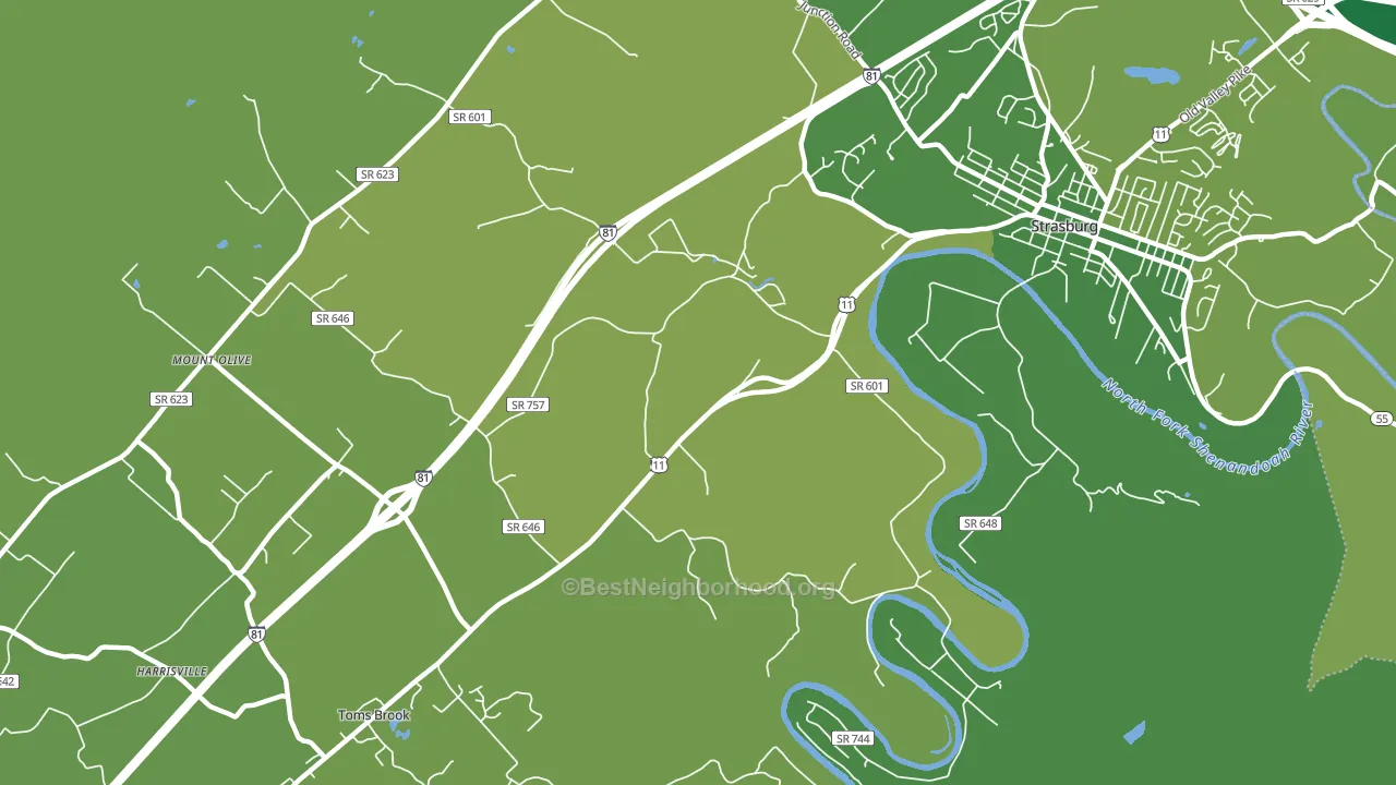 Fishers Hill, VA block-group voter-turnout map