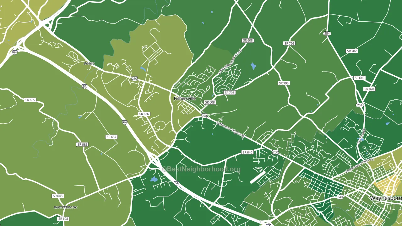 Fishersville, VA block-group voter-turnout map