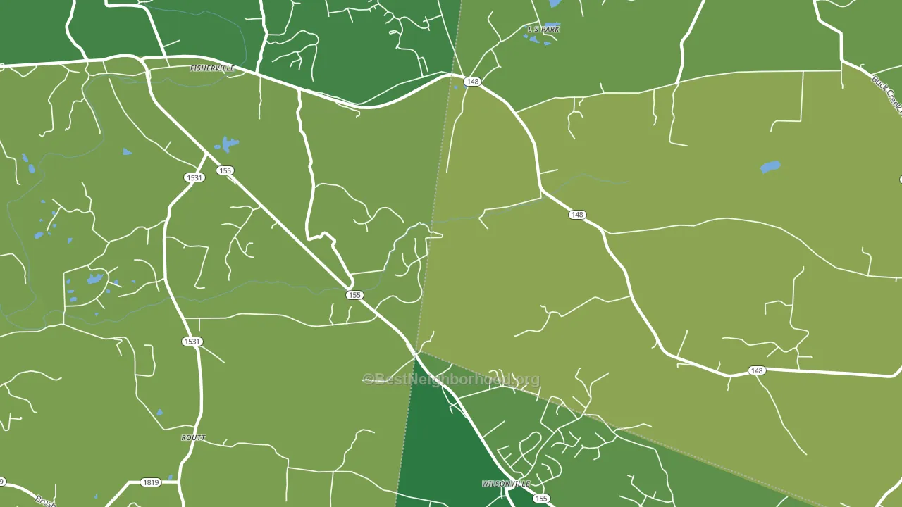 Fisherville, KY block-group voter-turnout map