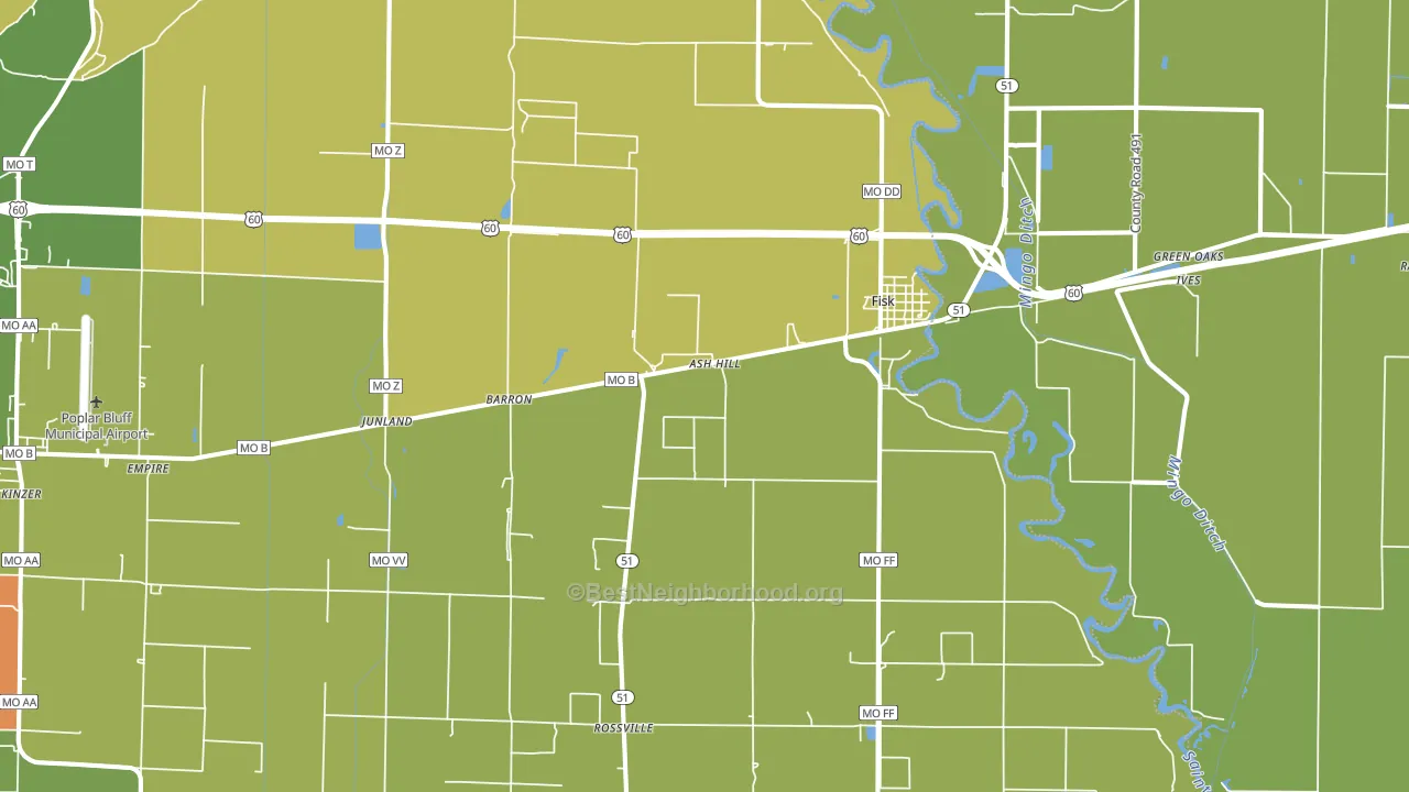 Fisk, MO block-group voter-turnout map