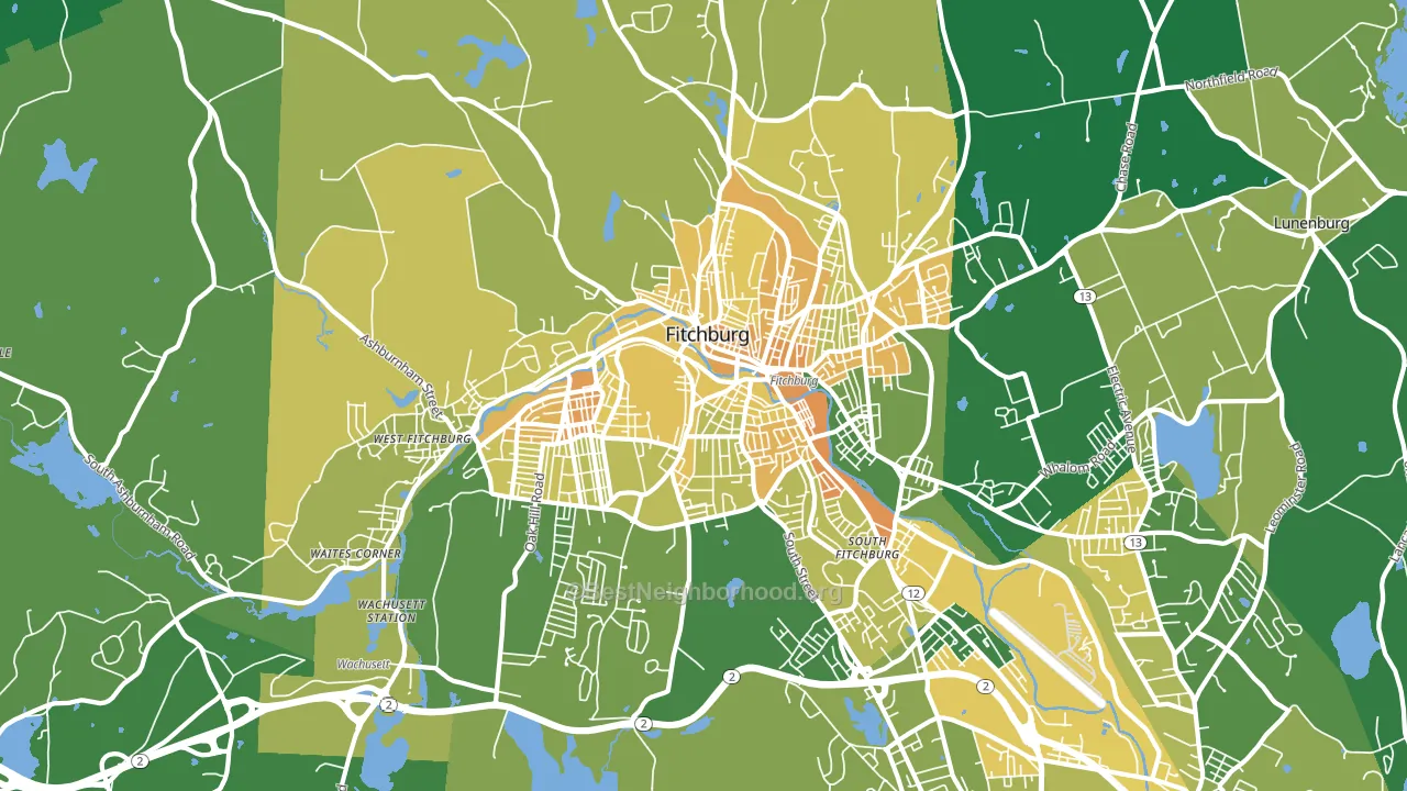 Fitchburg, MA block-group voter-turnout map
