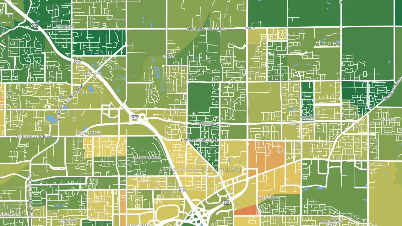 Five Corners, WA block-group voter-turnout map
