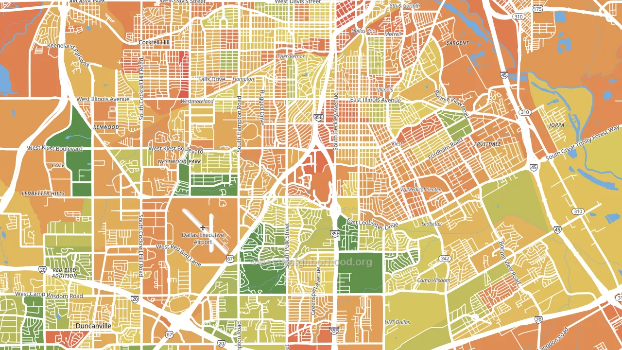 Five Mile Creek, Dallas, TX block-group voter-turnout map
