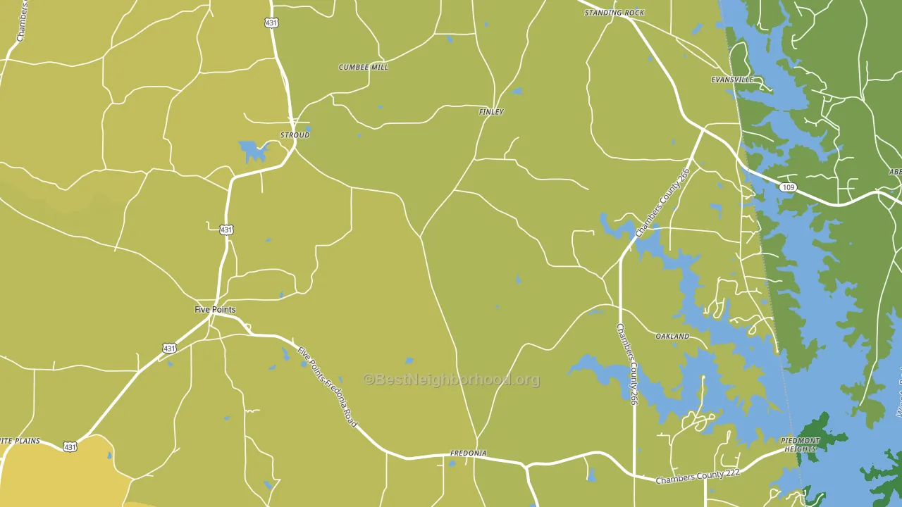 Five Points, AL block-group voter-turnout map