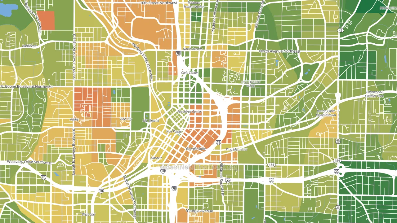 Five Points, Atlanta, GA block-group voter-turnout map