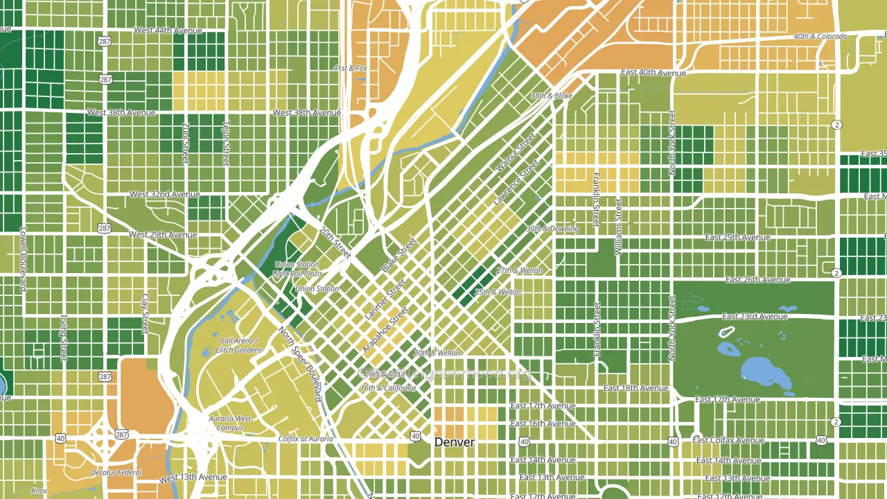 Five Points, Denver, CO block-group voter-turnout map