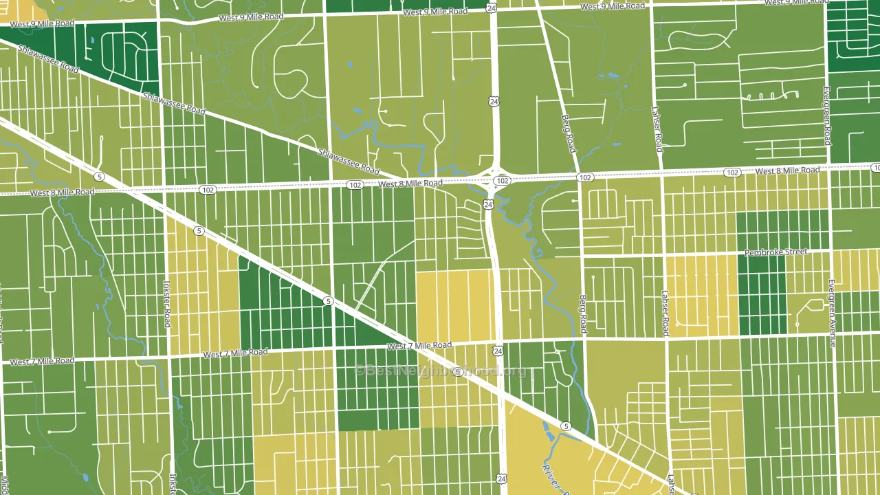 Five Points, Detroit, MI block-group voter-turnout map