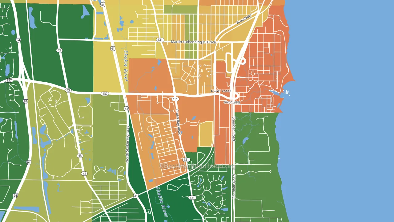 Five Points, Great Lakes, IL block-group voter-turnout map