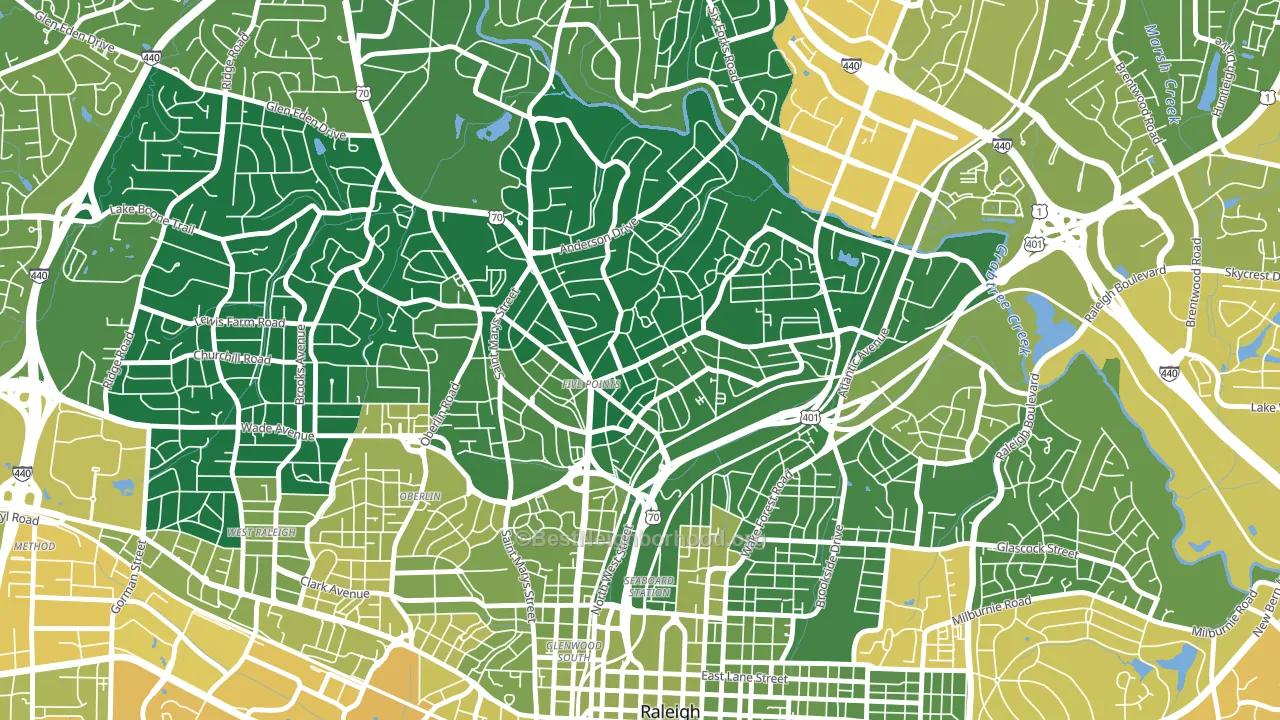 Five Points, Raleigh, NC block-group voter-turnout map