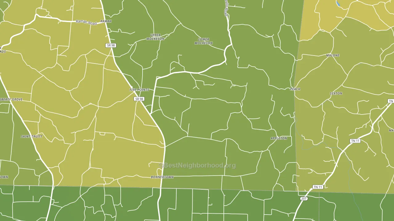 Five Points, TN block-group voter-turnout map