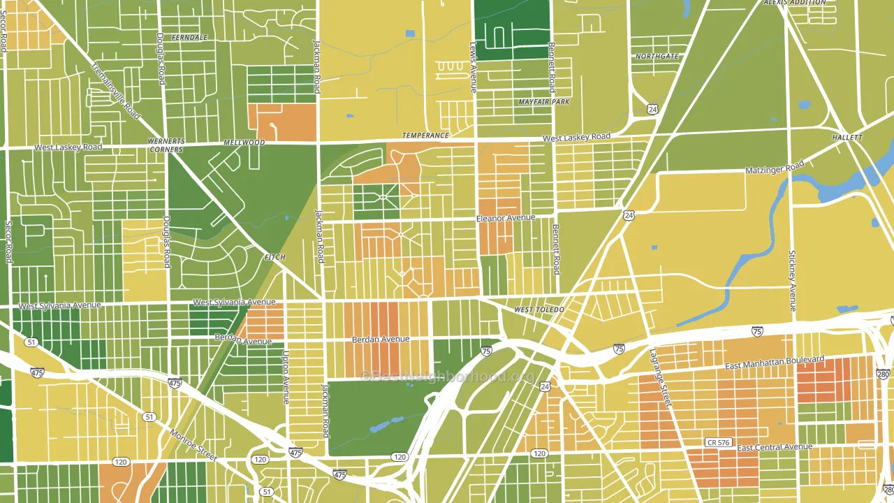 Five Points, Toledo, OH block-group voter-turnout map