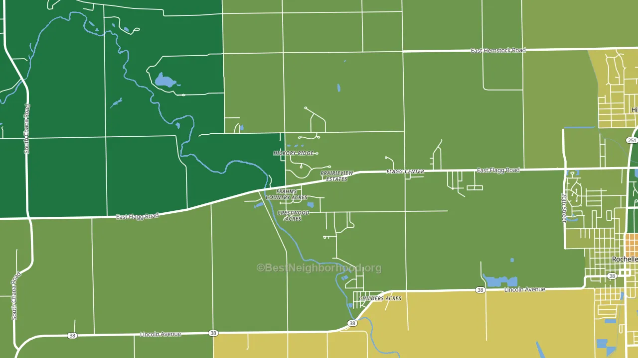 Flagg Center, IL block-group voter-turnout map