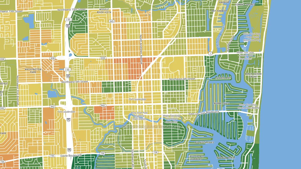 Flagler Heights, Fort Lauderdale, FL block-group voter-turnout map