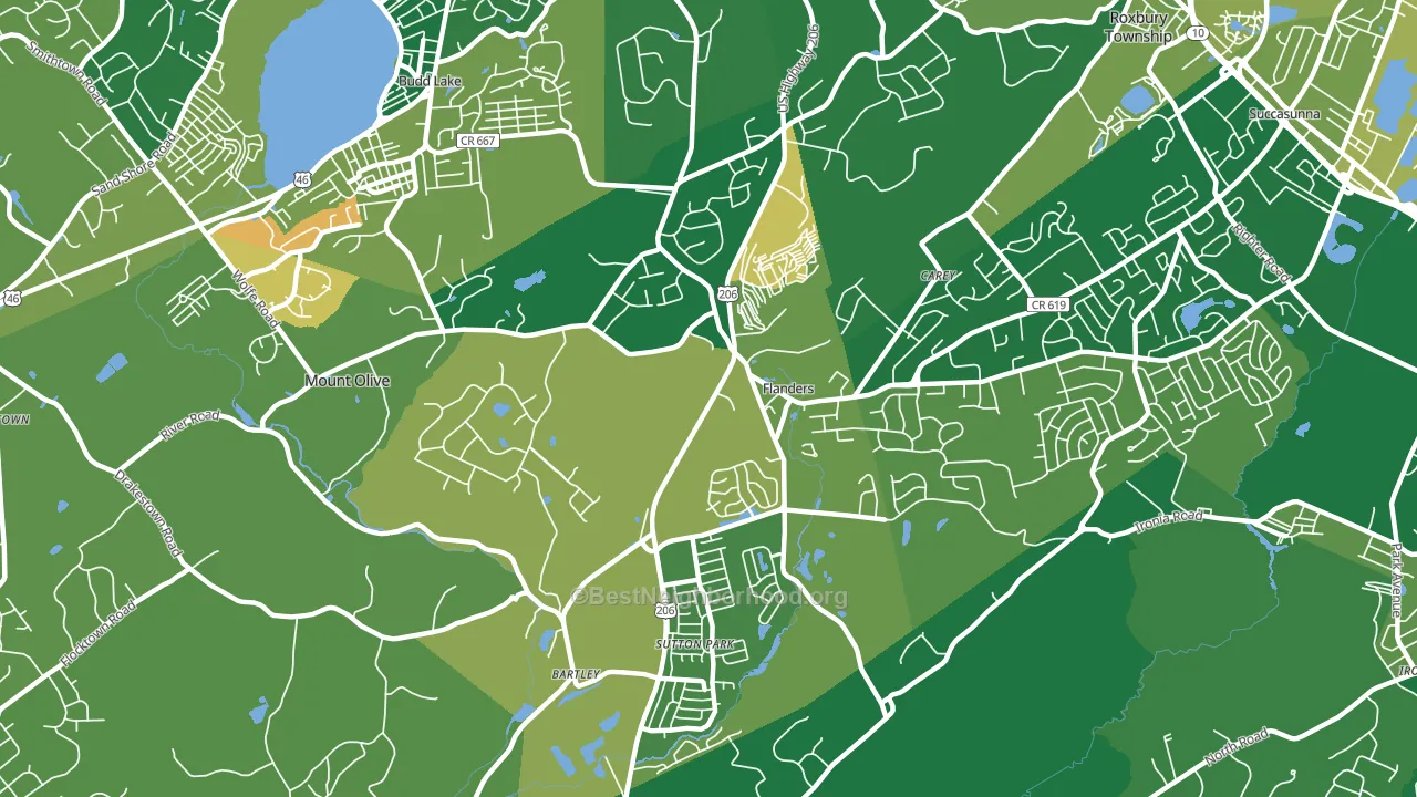 Flanders, NJ block-group voter-turnout map