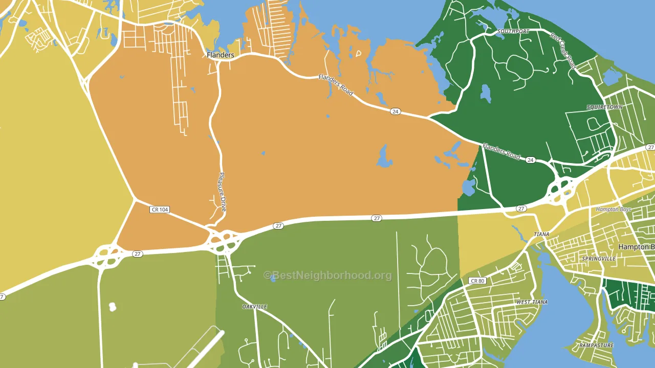 Flanders, NY block-group voter-turnout map