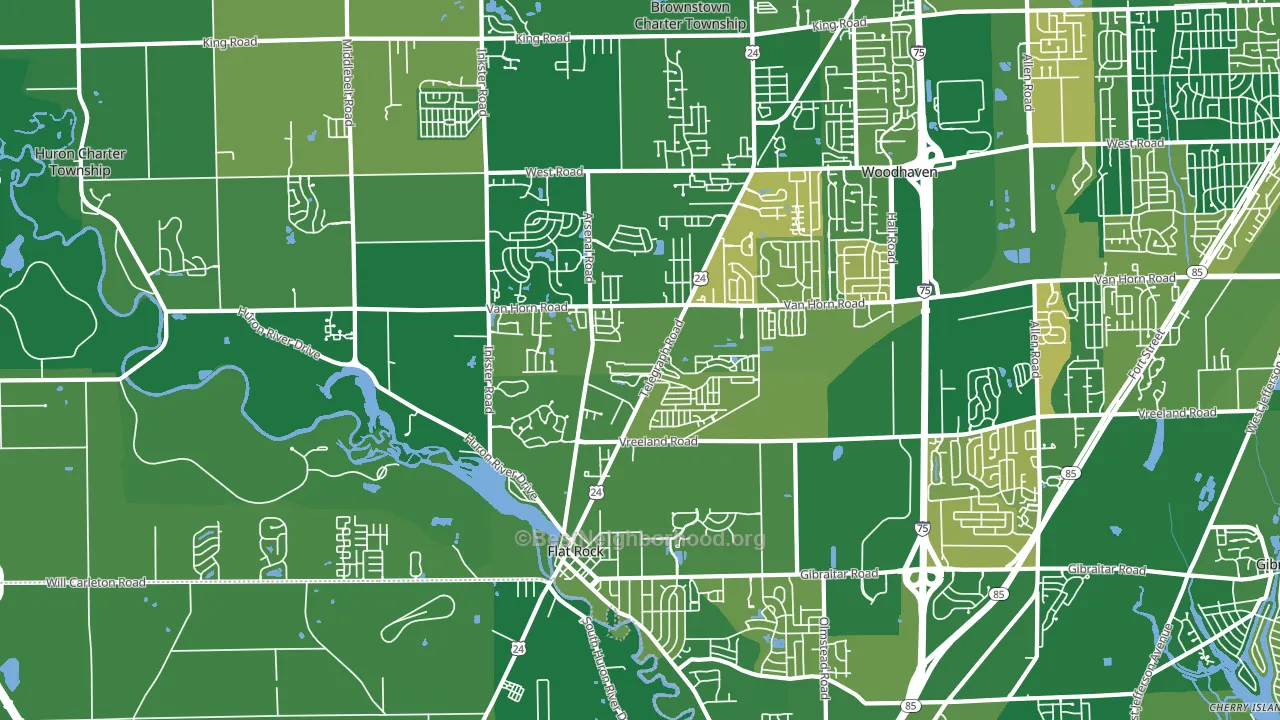 Flat Rock Area, Flat Rock, MI block-group voter-turnout map