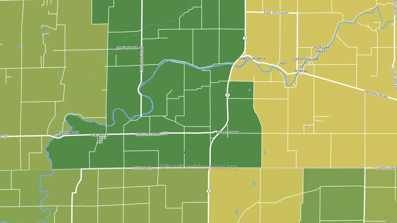 Flat Rock, IN block-group voter-turnout map